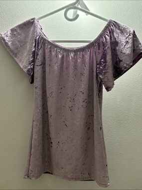 Potter's Pot Lilac Crushed Velvet Off-Shoulder shirt purple reflective